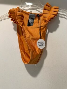 NWT Andrea Iyamah Orange Ruffled-Strap Bikini Bottom Size XS